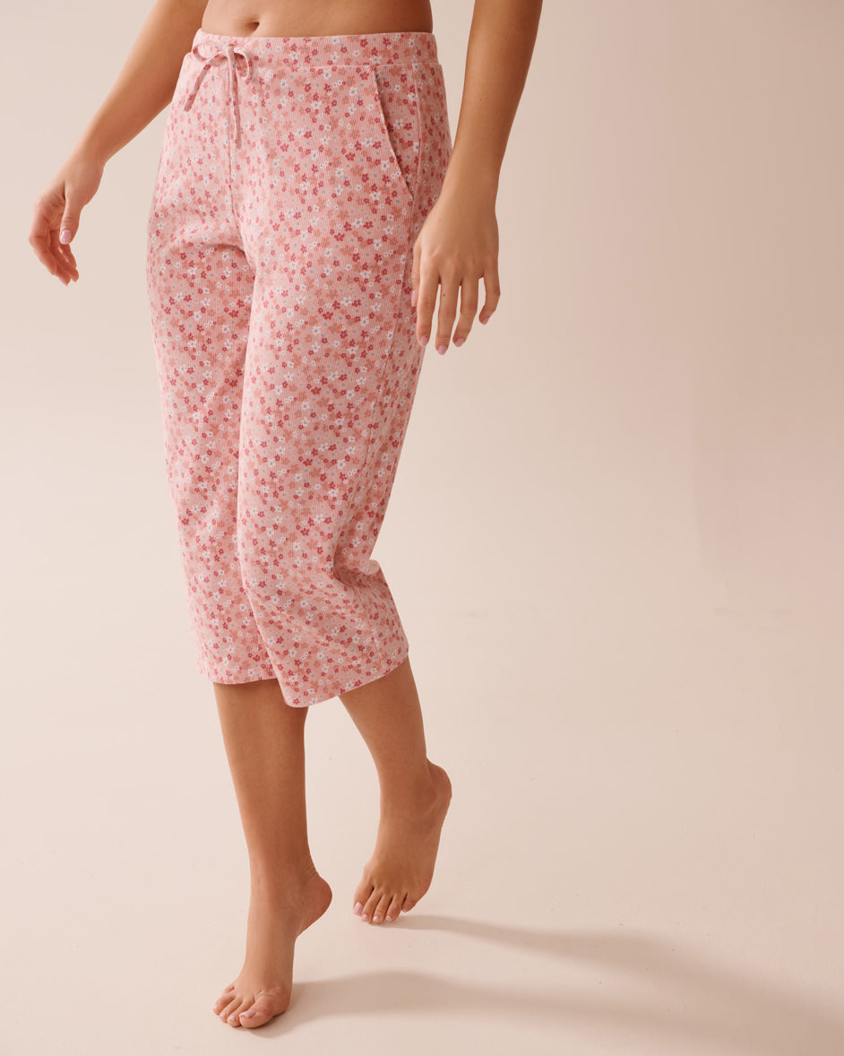 La Vie en Rose_Peachskin Ditsy_Ditsy Floral Print Ribbed Pajama Capris_40200721_P60360_05