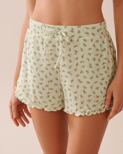 La Vie en Rose_Ditsy Floral Print Lettuce Edge Pointelle Pajama Shorts_40200722_P30117_01