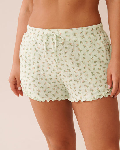 La Vie en Rose_Ditsy Floral Print Lettuce Edge Pointelle Pajama Shorts_40200722_P30117_03