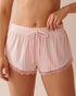 La Vie en Rose_Pink Stripe Lace Trim Super Soft Pajama Shorts_40200724_P60358_01