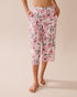 La Vie en Rose_Snow White Big Floral_Camellia Print Lace Trim Super Soft Pajama Capris_40200736_P10512_01