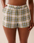 La Vie en Rose_Snow White Lint Plaid_Green & Blue Plaid Super Soft Pajama Shorts_40200738_P10515_01