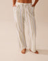 La Vie en Rose_Snow White Olive Stripe_Green Stripe Print Cotton Pajama Pants_40200741_P10516_01