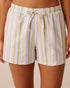 La Vie en Rose_Snow White Olive Stripe_Green Stripe Print Cotton Pajama Shorts_40200742_P10516_01