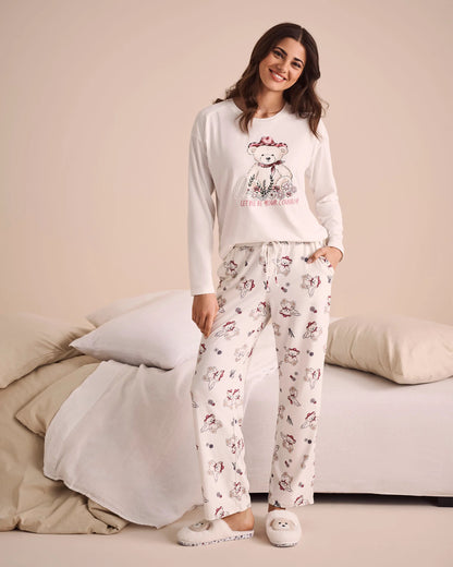 La Vie en Rose_Snow White Cowbear_Cowboy Teddy Bear Print Super Soft Pajama Pants_40200747_P10513_01