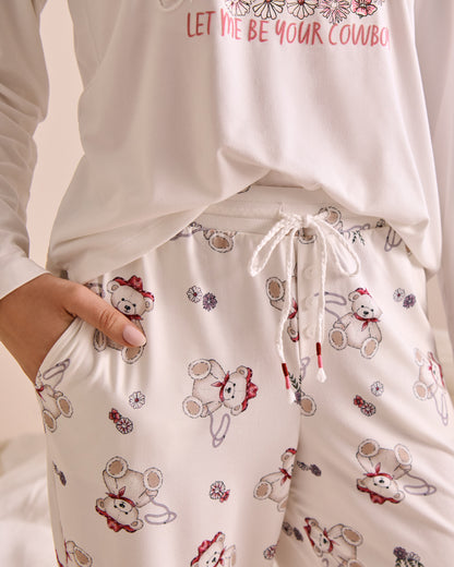 La Vie en Rose_Snow White Cowbear_Cowboy Teddy Bear Print Super Soft Pajama Pants_40200747_P10513_02