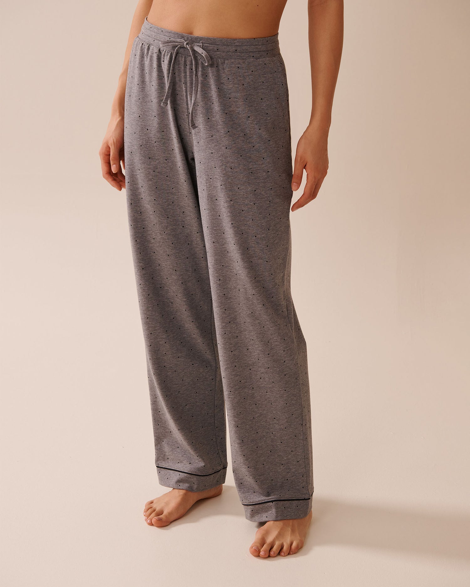 La Vie en Rose_Comfy Charcoal Grey Mix Dot_Cotton Pajama Pants_40200751_P00432_01