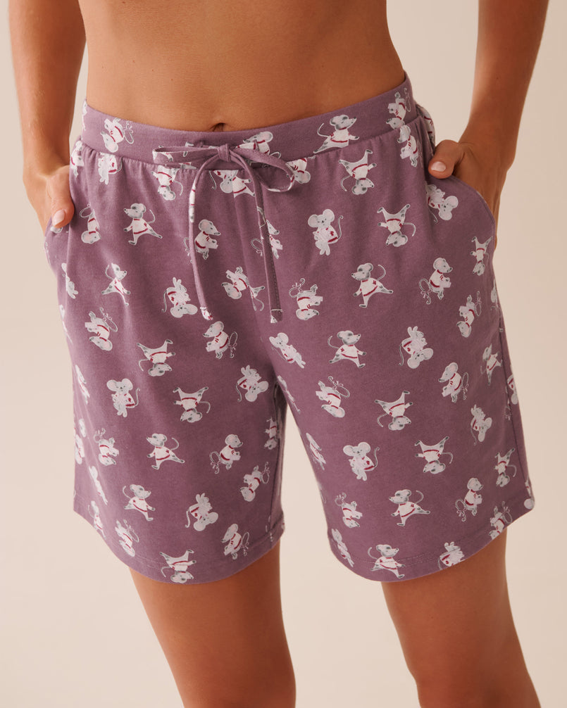 La Vie en Rose_Grapeade Mouse_Mouse Print Cotton Pyjama Bermudas_40200753_P50094_01