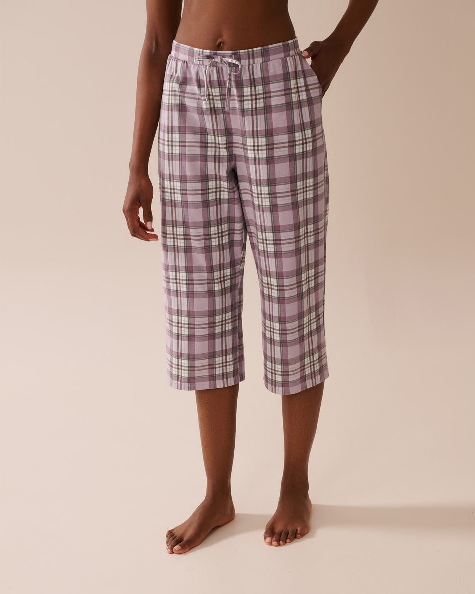 La Vie en Rose_Grapeade Plaid_Purple Plaid Cotton Pajama Capris_40200754_P50093_01