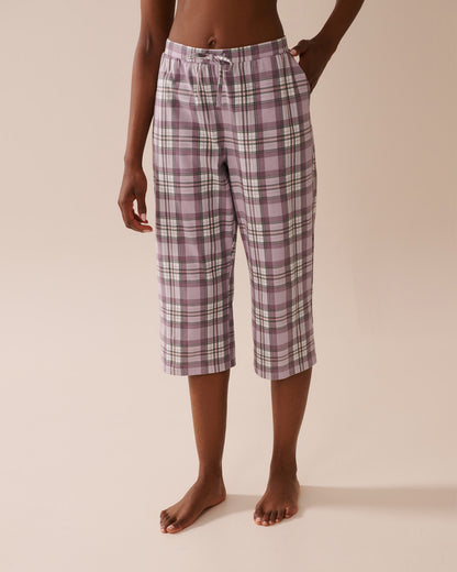 La Vie en Rose_Grapeade Plaid_Purple Plaid Cotton Pajama Capris_40200754_P50093_01
