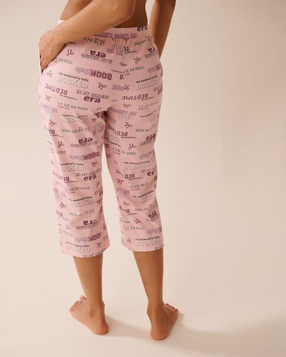 La Vie en Rose_Lotus Wording_Book Lover Print Cotton Pajama Capris_40200754_P60393_02