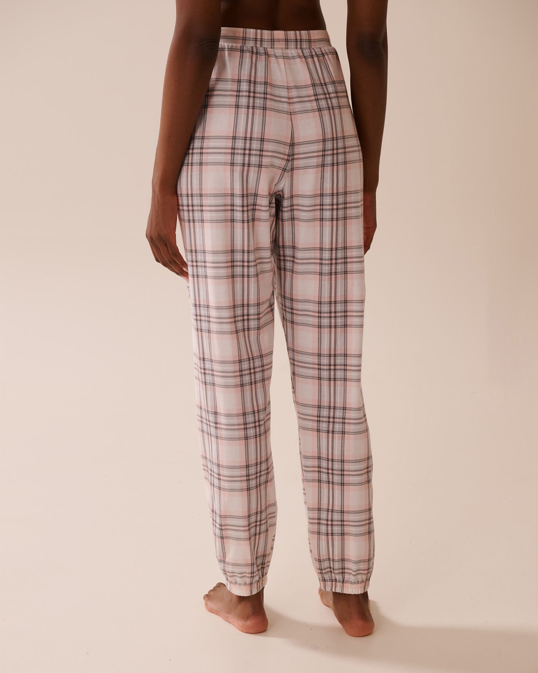 La Vie en Rose_Snow White Lotus Plaid_Pink Plaid Cotton Jogger Pyjama Pants_40200755_P10518_02