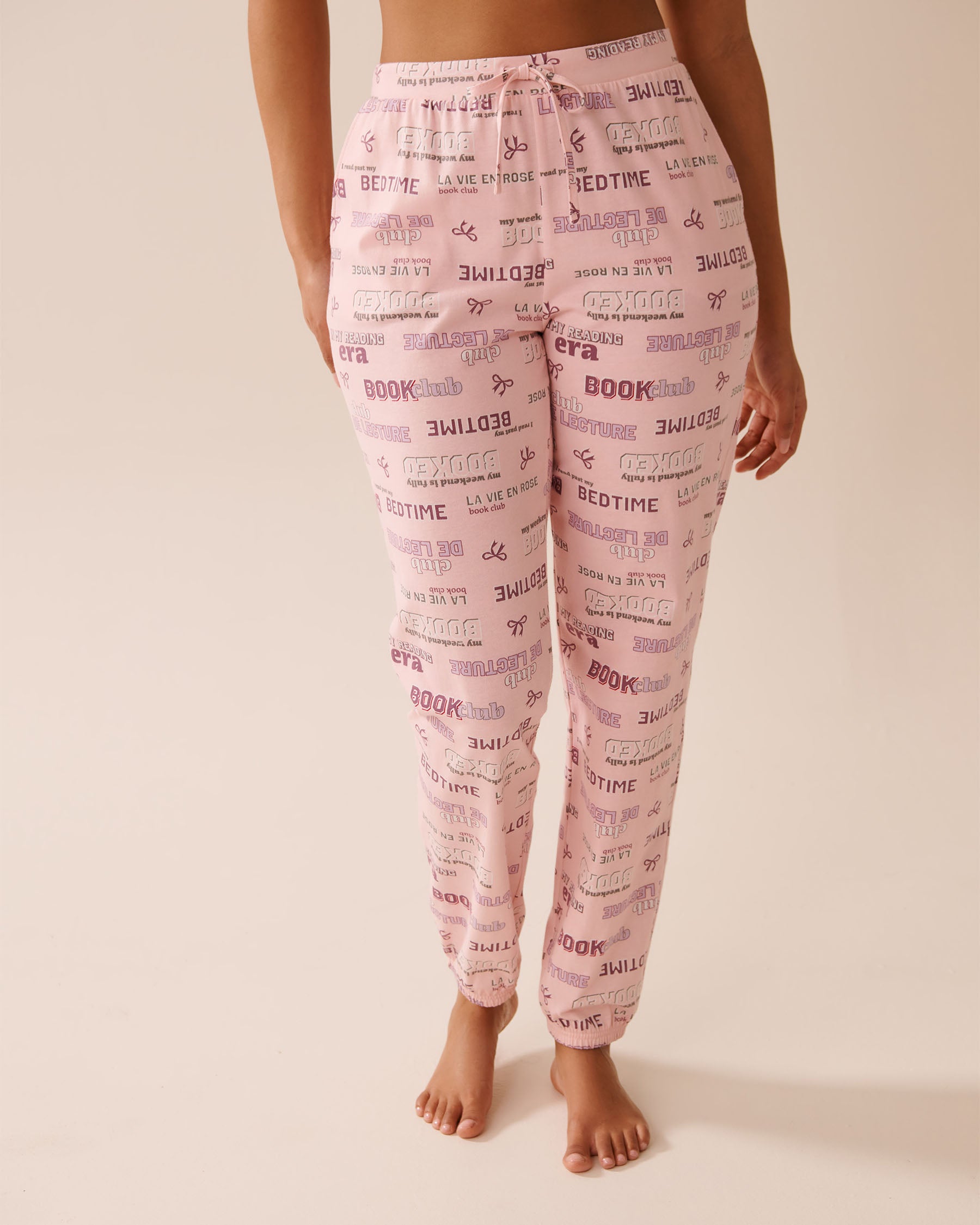 La Vie en Rose_Lotus Wording_Book Lover Print Cotton Jogger Pyjama Pants_40200755_P60393_01