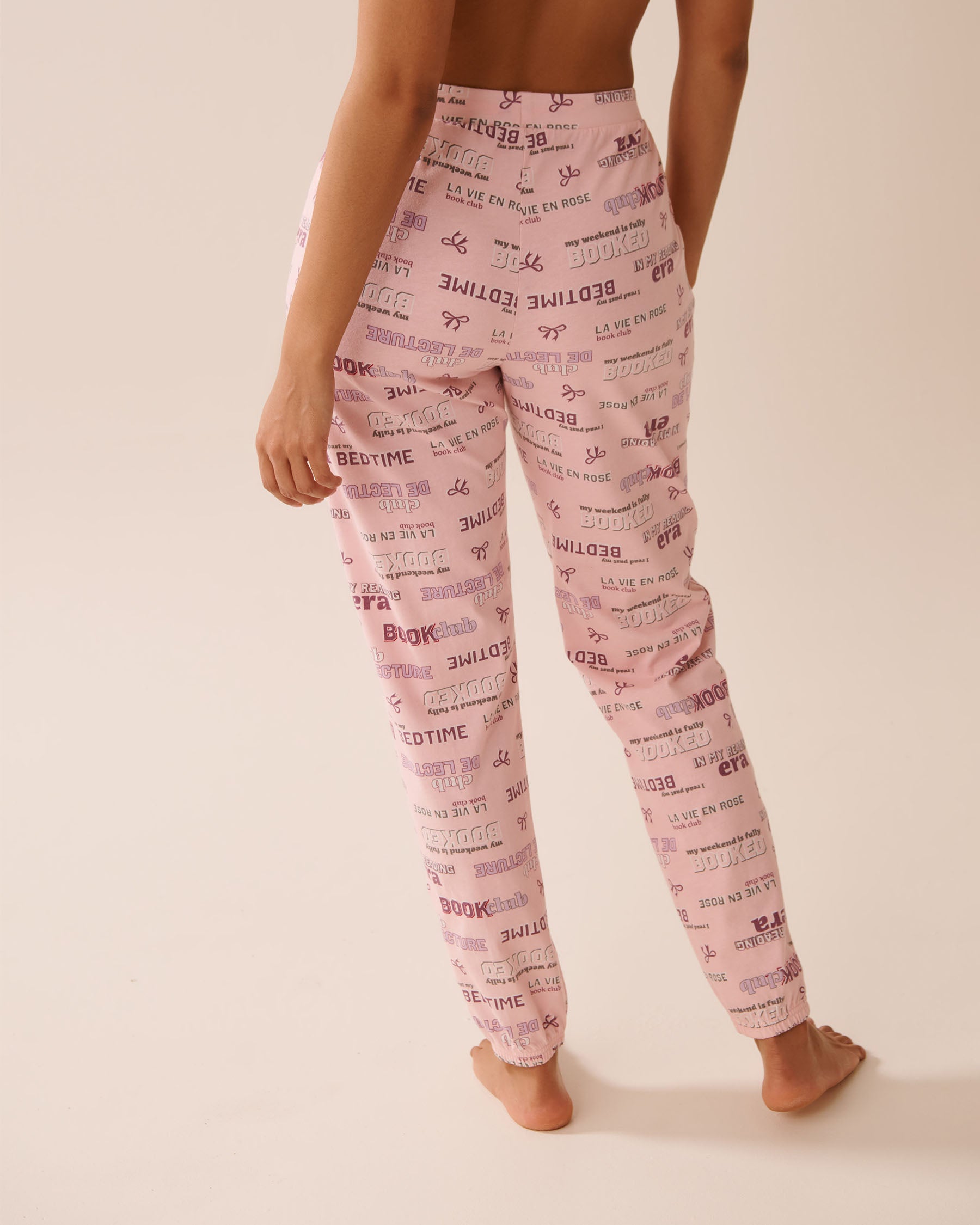 La Vie en Rose_Lotus Wording_Book Lover Print Cotton Jogger Pyjama Pants_40200755_P60393_02