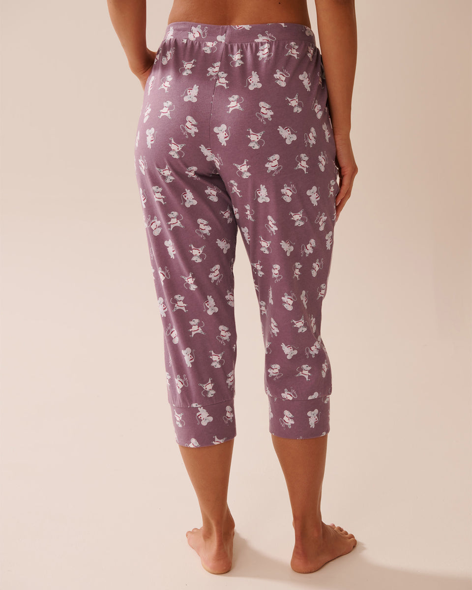 La Vie en Rose_Grapeade Mouse_Mouse Print Cotton Fitted Pajama Capris_40200757_P50094_02