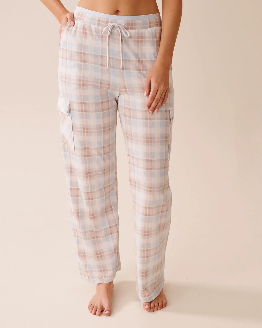 La Vie en Rose_Baby Blue Plaid_Baby Blue Plaid Cargo Pajama Pants_40200761_P40484_01