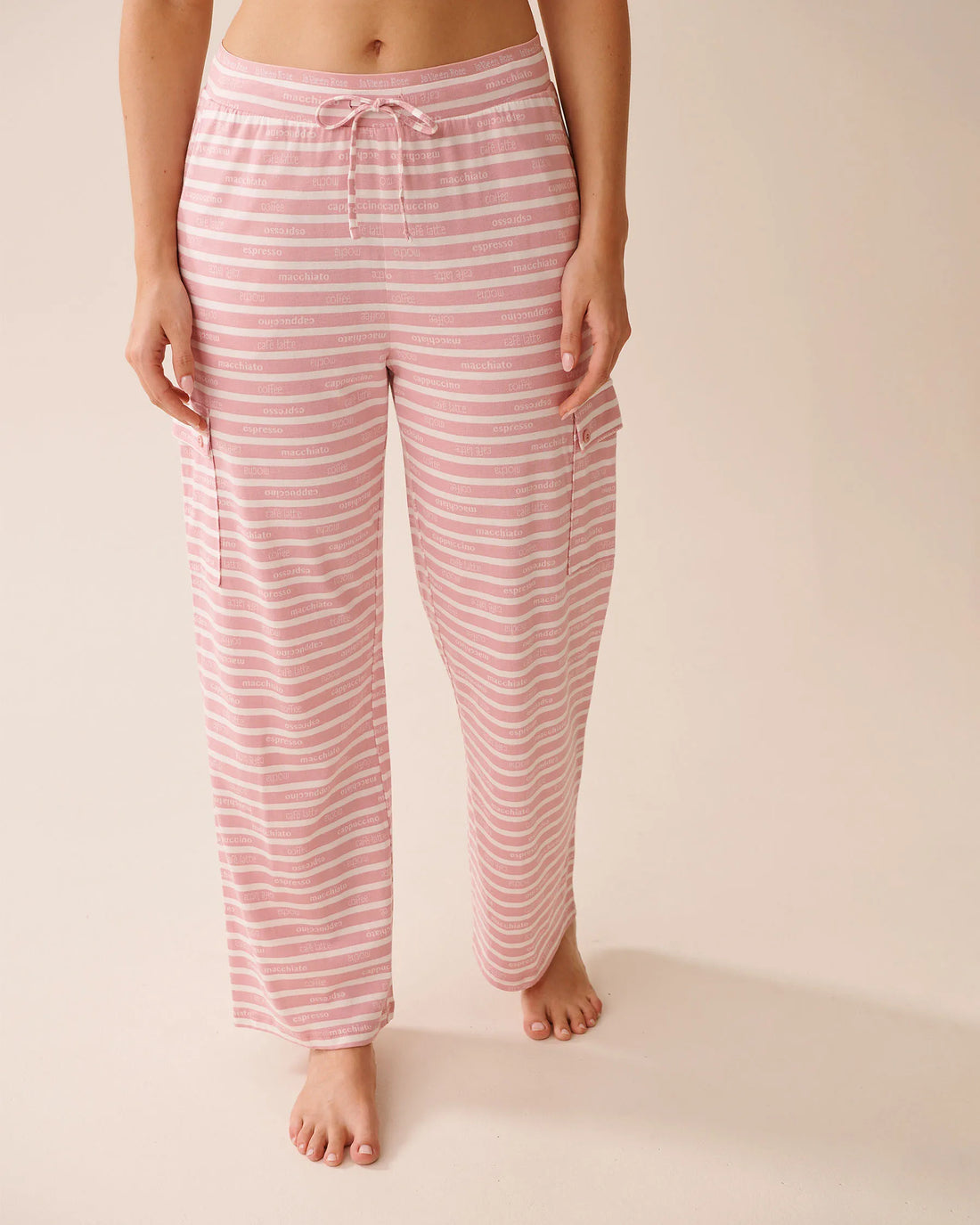 La Vie en Rose_Zephyr Coffee Stripe_Coffee-Themed Stripe Cargo Pajama Pants_40200761_P60401_01