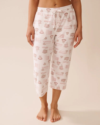 La Vie en Rose_Snow White Espresso_Espresso Print Recycled Fibers Pajama Capris_40200764_P10525_01