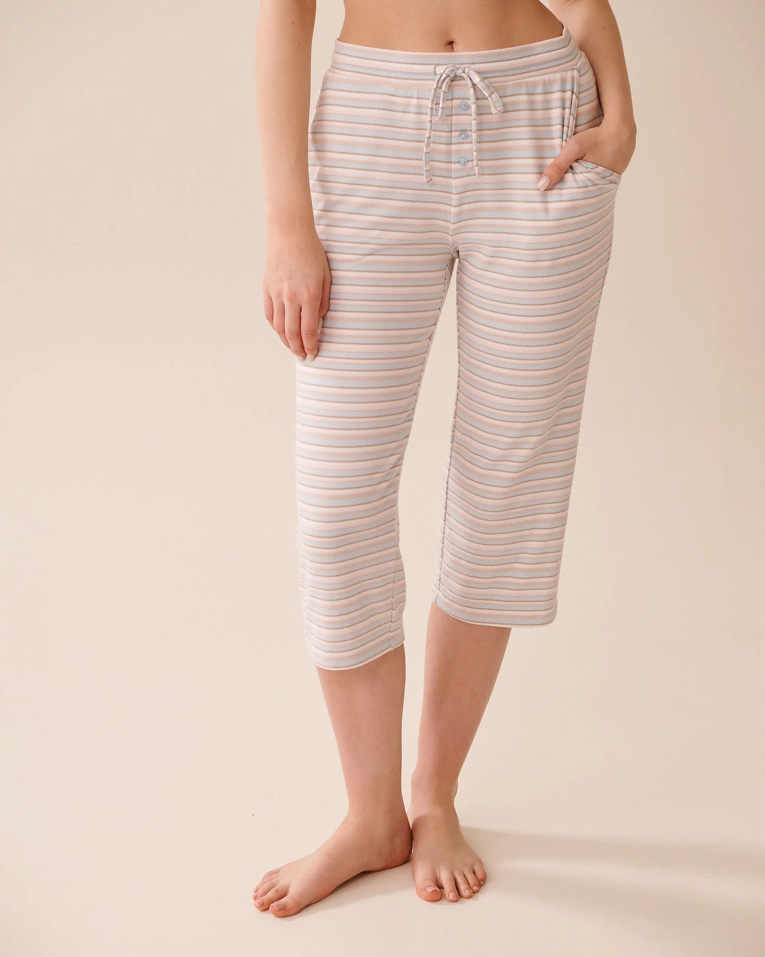 La Vie en Rose_Baby Blue Multistripe_Pastel Stripe Recycled Fibers Pajama Capris_40200764_P40483_01