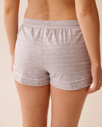 La Vie en Rose_Comfy Grey Mix Big Stripe_Cotton Pajama Shorts_40200770_P00452_02