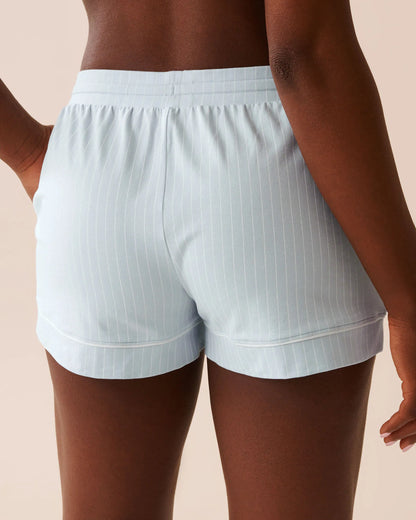 La Vie en Rose_Baby Blue Pinstripe_Cotton Pajama Shorts_40200770_P40485_02