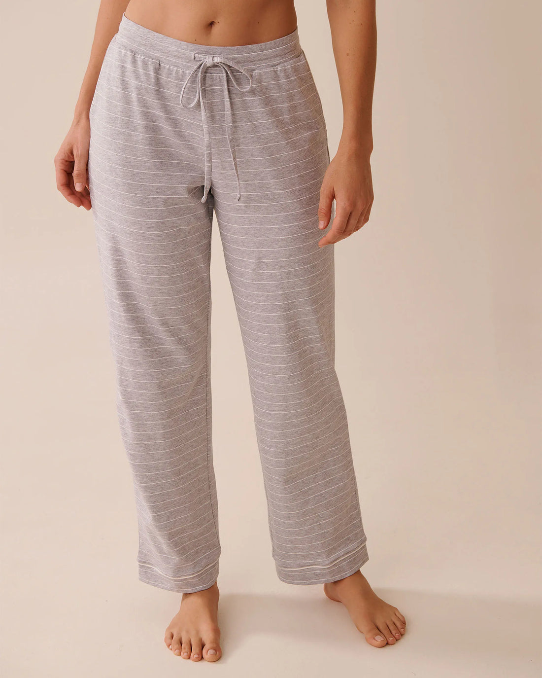 La Vie en Rose_Comfy Grey Mix Big Stripe_Cotton Pajama Pants_40200771_P00452_01