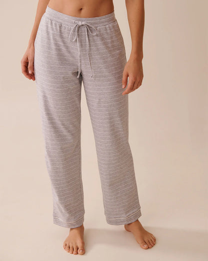 La Vie en Rose_Comfy Grey Mix Big Stripe_Cotton Pajama Pants_40200771_P00452_01