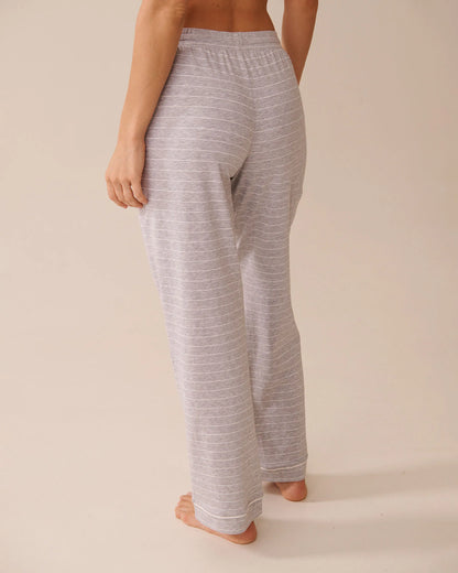 La Vie en Rose_Comfy Grey Mix Big Stripe_Cotton Pajama Pants_40200771_P00452_02