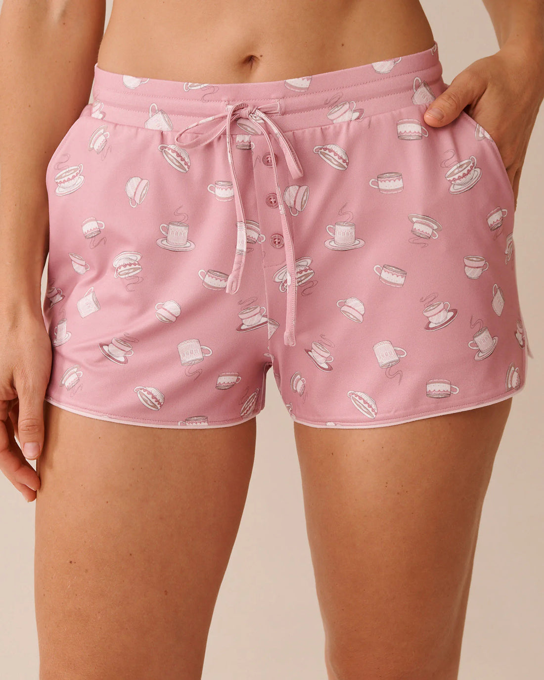 La Vie en Rose_Zephyr Coffee_Coffee Cup Print Super Soft Pajama Shorts_40200772_P60400_01