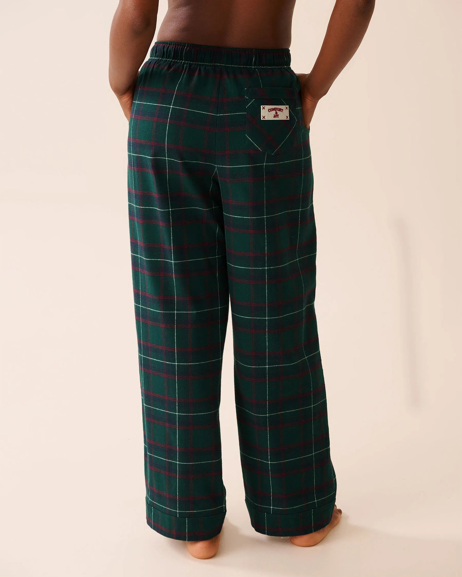 La Vie en Rose_Botanical Green Dot Plaid_Comfort &amp; Joy Plaid Flannel Pants_40200777_P30134_04