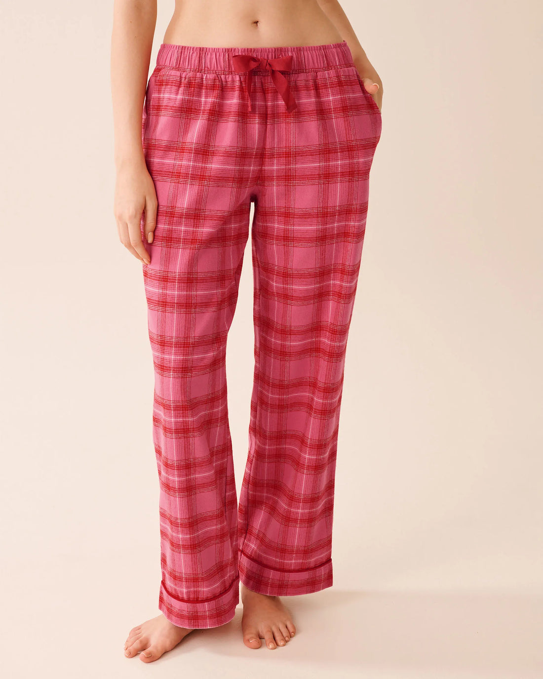 La Vie en Rose_Carmine Blue Dot Plaid_Comfort & Joy Plaid Flannel Pants_40200777_P60432_01