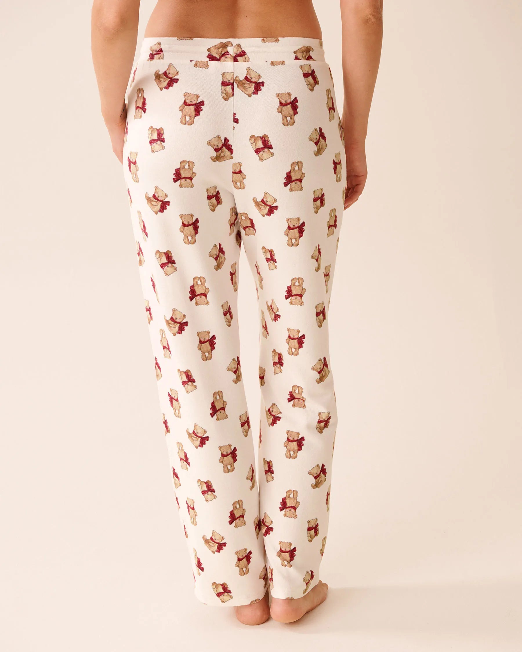 La Vie en Rose_Snow White Bow Teddy_Teddy Bear Print Recycled Fibers Pajama Pants_40200779_P10553_04