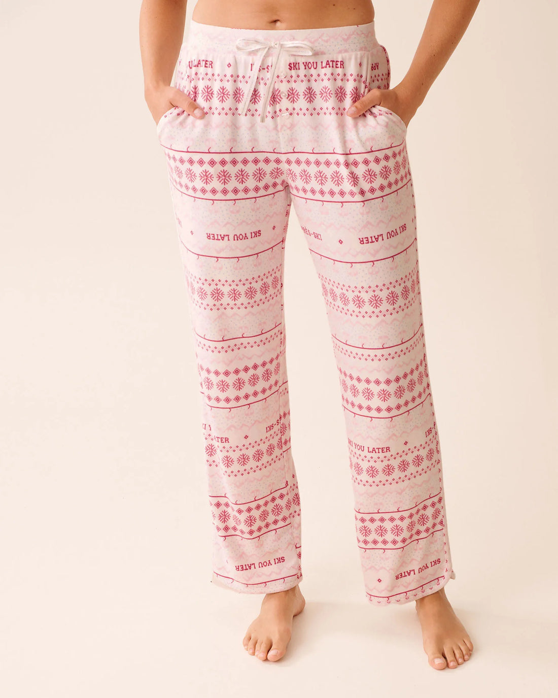La Vie en Rose_Ski You Later Nordic_Pink Fair Isle Print Recycled Fibers Pajama Pants_40200782_P10554_01