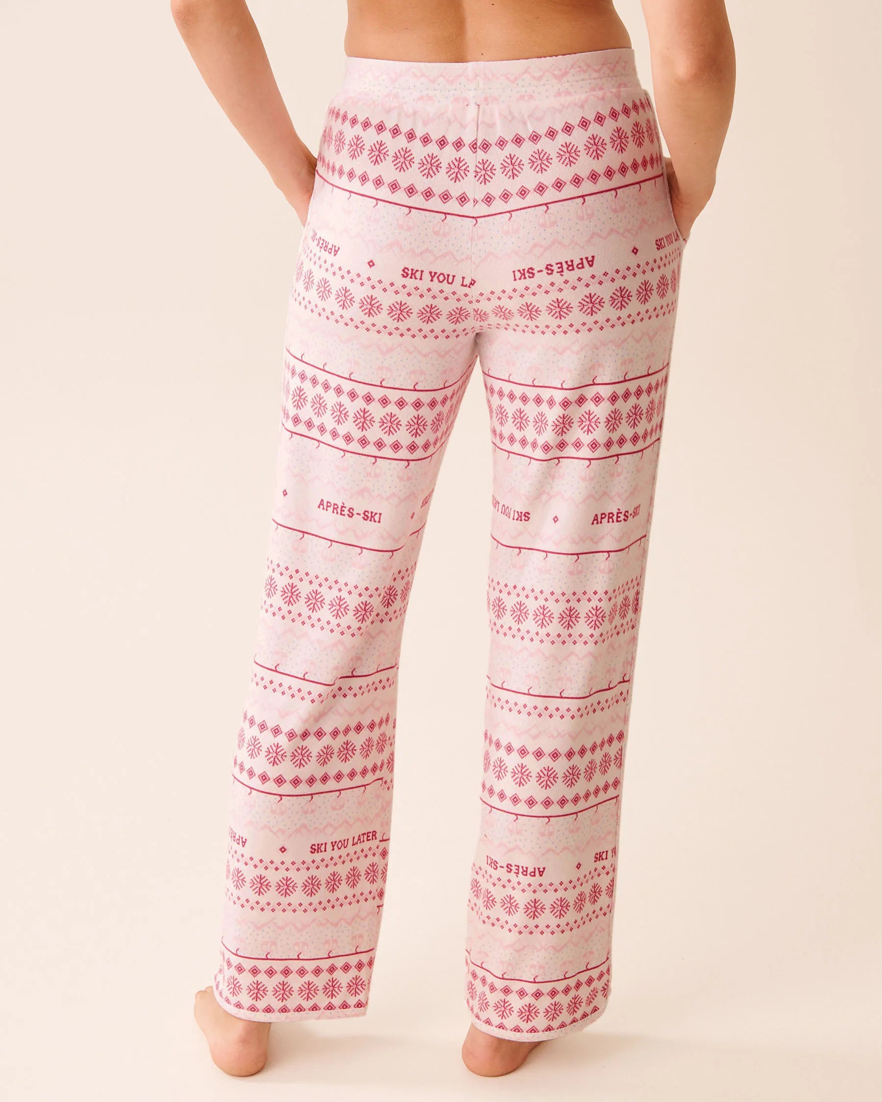 La Vie en Rose_Ski You Later Nordic_Pink Fair Isle Print Recycled Fibers Pajama Pants_40200782_P10554_02
