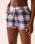 La Vie en Rose_Stonewash Plaid_Blue Plaid Recycled Fibers Pajama Shorts_40200786_P40521_01