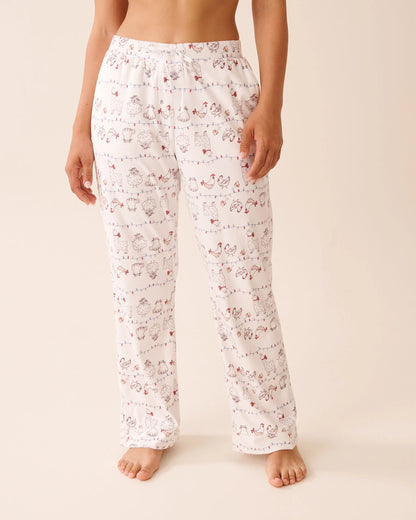 La Vie en Rose_Snow White Farm_Farm Friends Print Soft Velour Pajama Pants_40200787_P10555_01