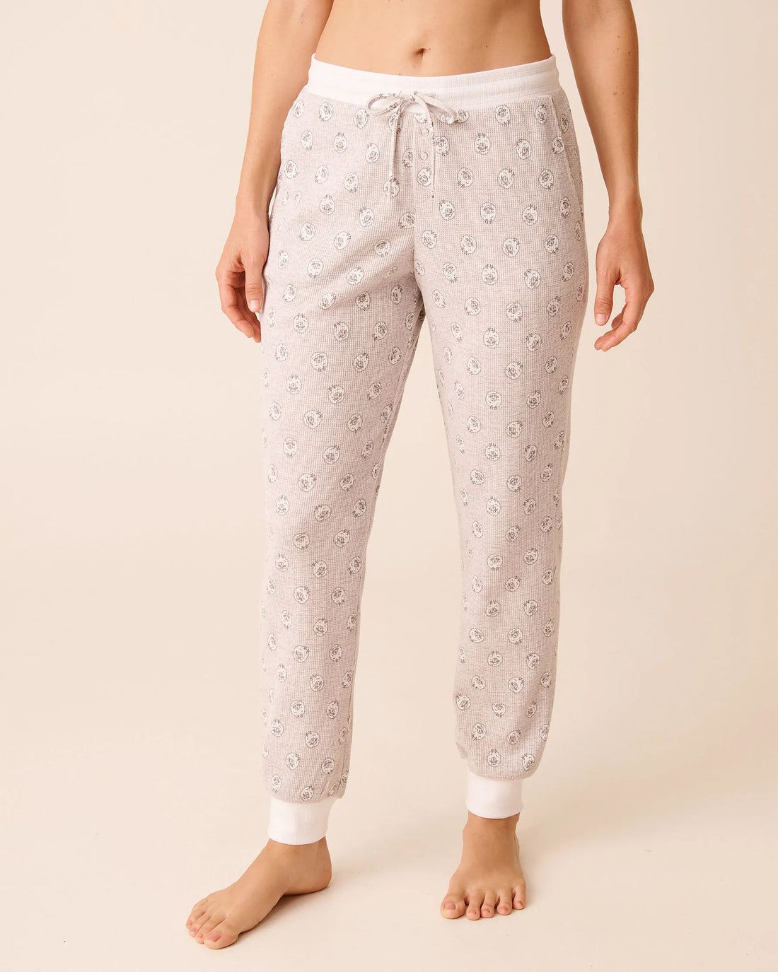 La Vie en Rose_Comfy Grey Printed Mix Sheep_Sheep Print Waffle Knit Jogger Pajama Pants_40200789_P00478_01