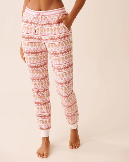 La Vie en Rose_Teddy Bear Nordic_Teddy Bear Print Waffle Knit Jogger Pajama Pants_40200789_P10557_02