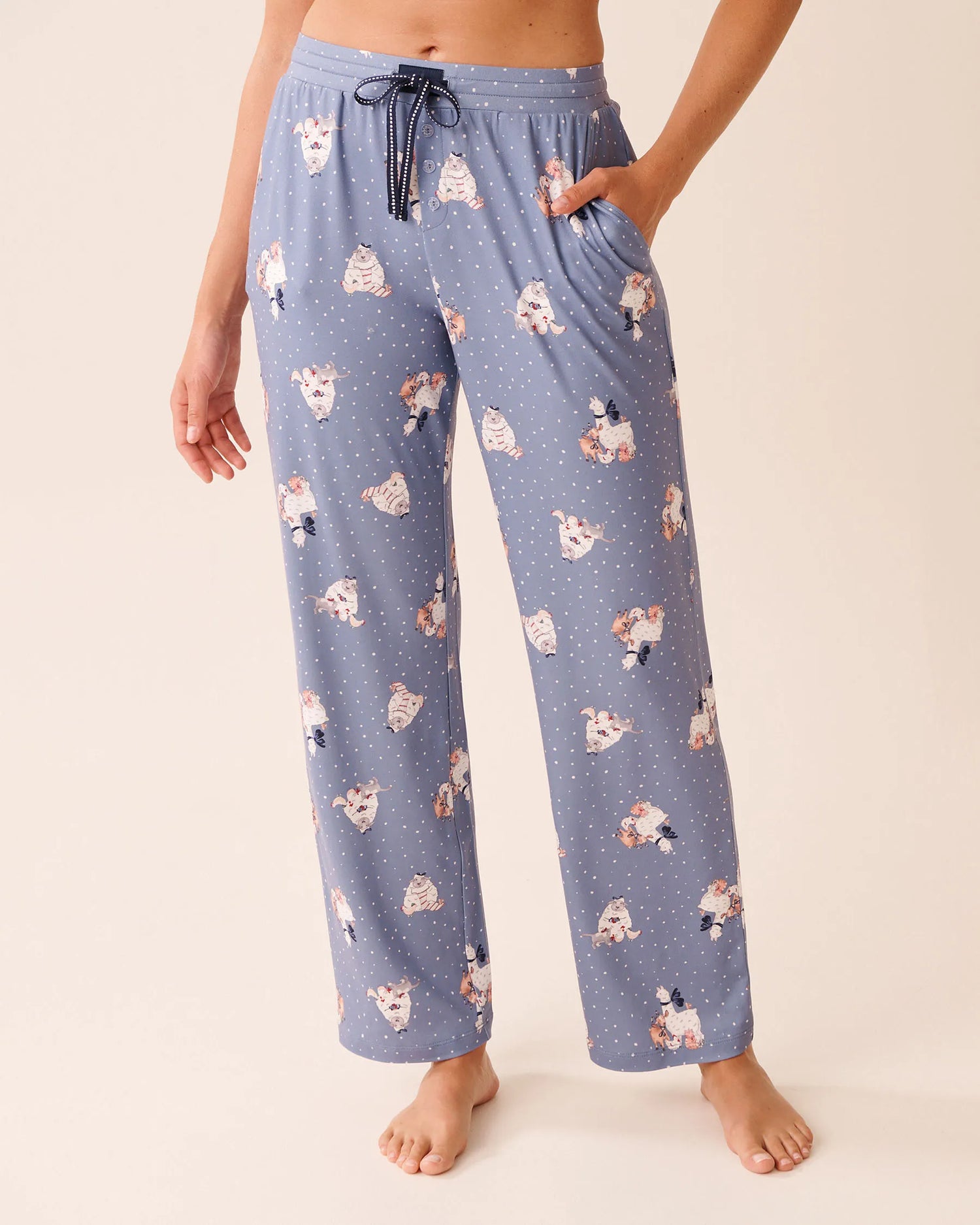 La Vie en Rose_Stonewash Sheep_Farm Friends Print Super Soft Pajama Pants_40200791_P40519_01