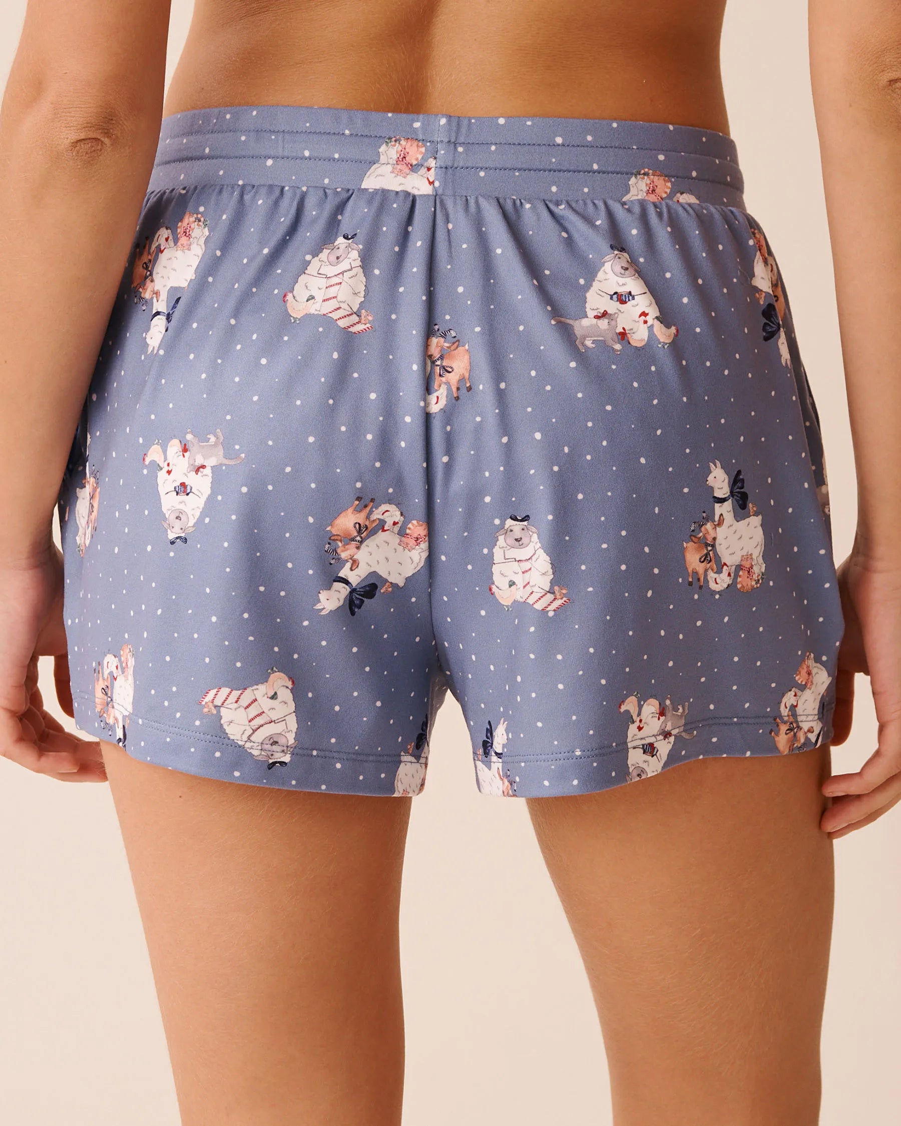 La Vie en Rose_Stonewash Sheep_Farm Friends Print Super Soft Pajama Shorts_40200792_P40519_02