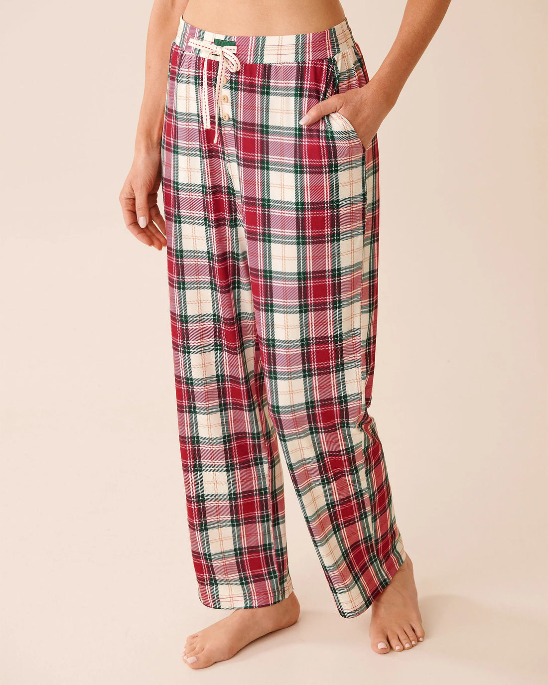 La Vie en Rose_Savvy Red Green Plaid_Red Plaid Super Soft Pajama Pants_40200794_P60430_01