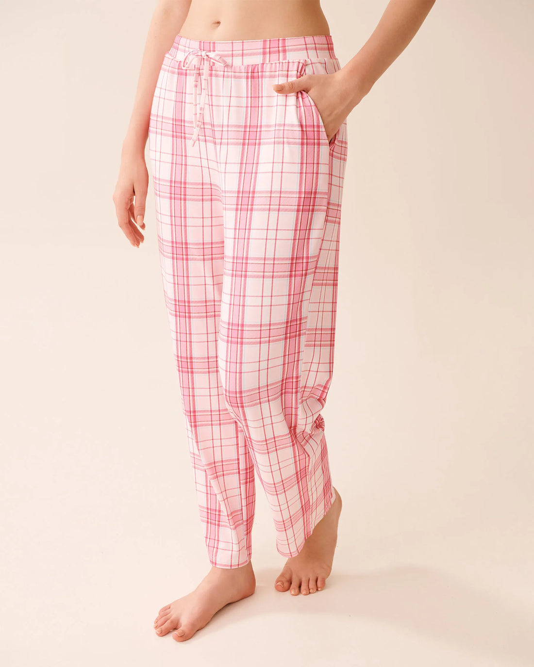 La Vie en Rose_Cherry Blossom Pink Plaid_Pink Plaid Super Soft Pajama Pants_40200795_P60427_01