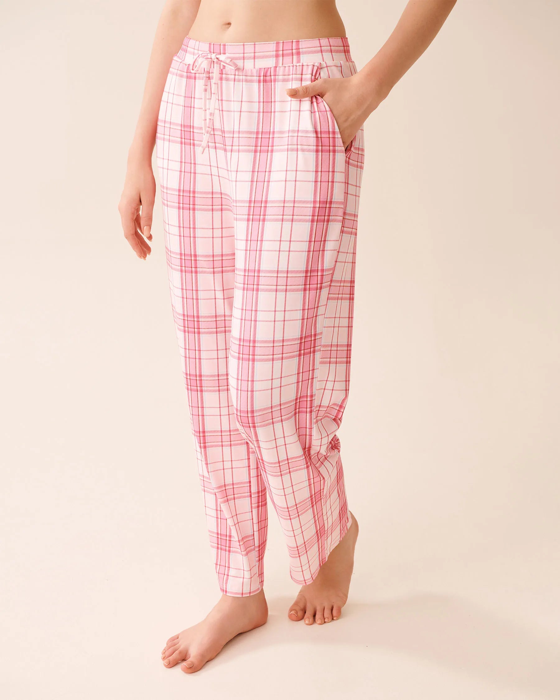 La Vie en Rose_Cherry Blossom Pink Plaid_Pink Plaid Super Soft Pajama Pants_40200795_P60427_01