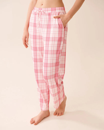 La Vie en Rose_Cherry Blossom Pink Plaid_Pink Plaid Super Soft Pajama Pants_40200795_P60427_01