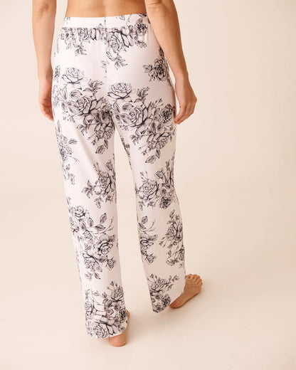La Vie en Rose_Snow White Grey Bouquet_Black Rose Print Super Soft Pajama Pants_40200802_P10570_02
