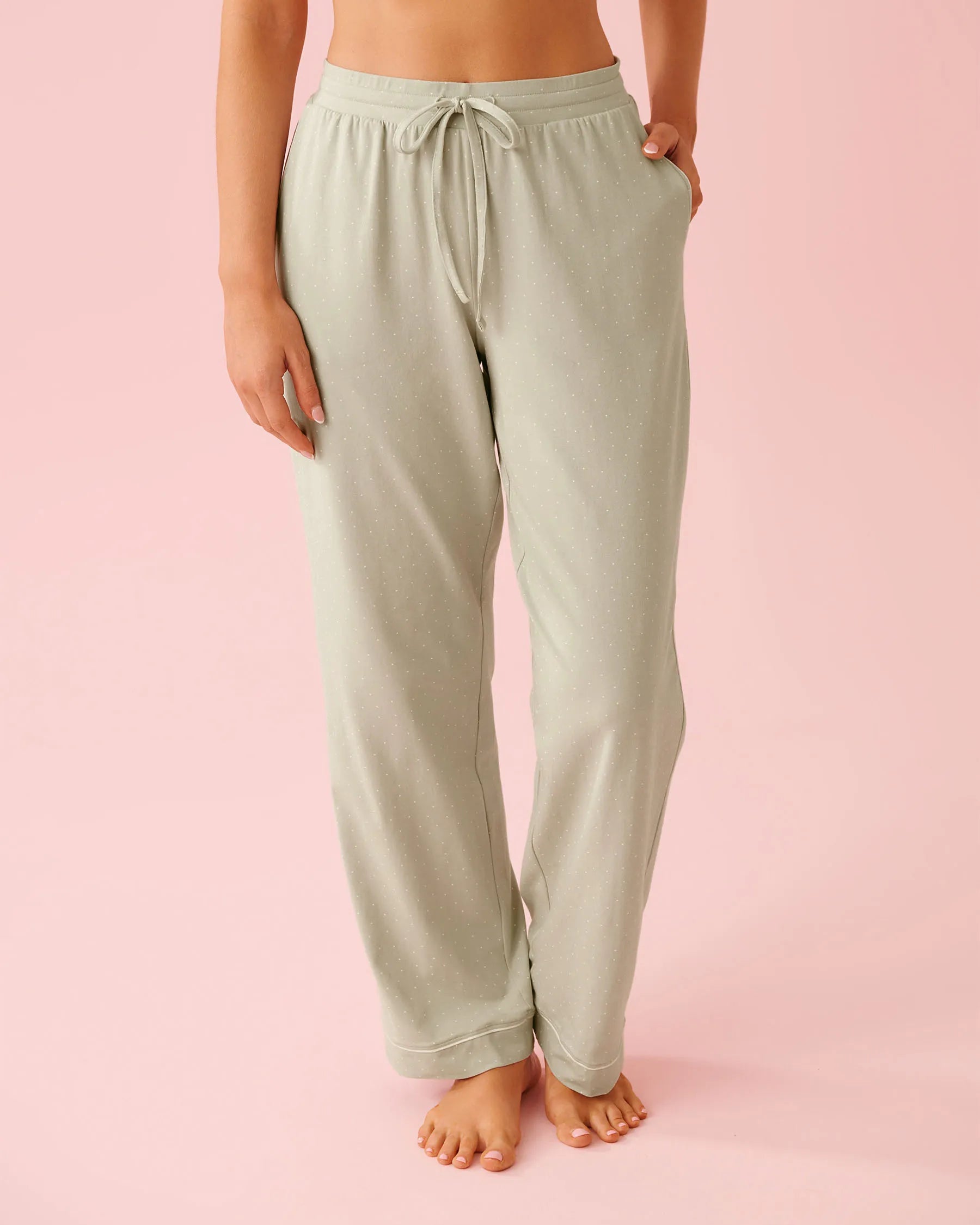 La Vie en Rose Mineral Gray Mini Dot Women Cotton Pajama Pants SKU: 40200807_P30144 Image 01