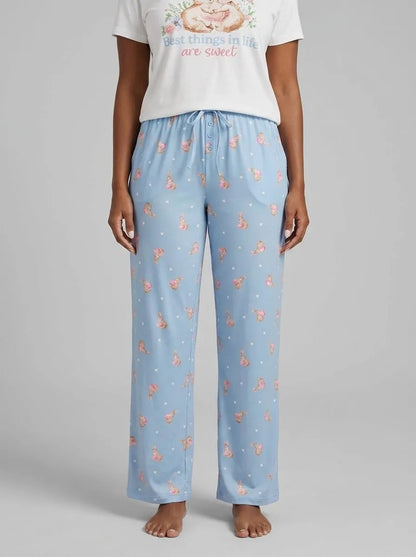 La Vie en Rose Windsurfer Rabbit Women Bunny Print Super Soft Pajama Pants SKU: 40200809_P40532 Image 00