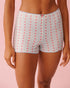 La Vie en Rose Snow White Rosette Stripe Women Rose Print Super Soft Biker Style Pajama Shorts SKU: 40200810_P10575 Image 01