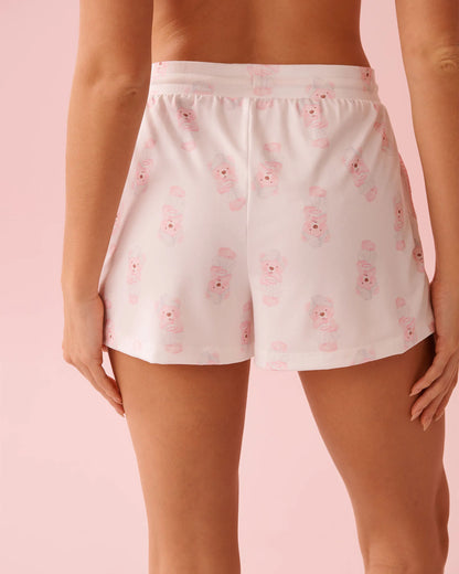 La Vie en Rose_Snow White Pink Teddy_Spa Time Teddy Print Super Soft Pajama Shorts_40200811_P10573_02