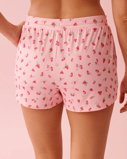 La Vie en Rose_Tickled Pink Strawberry_Spa Time Teddy Print Super Soft Pajama Shorts_40200811_P60440_02